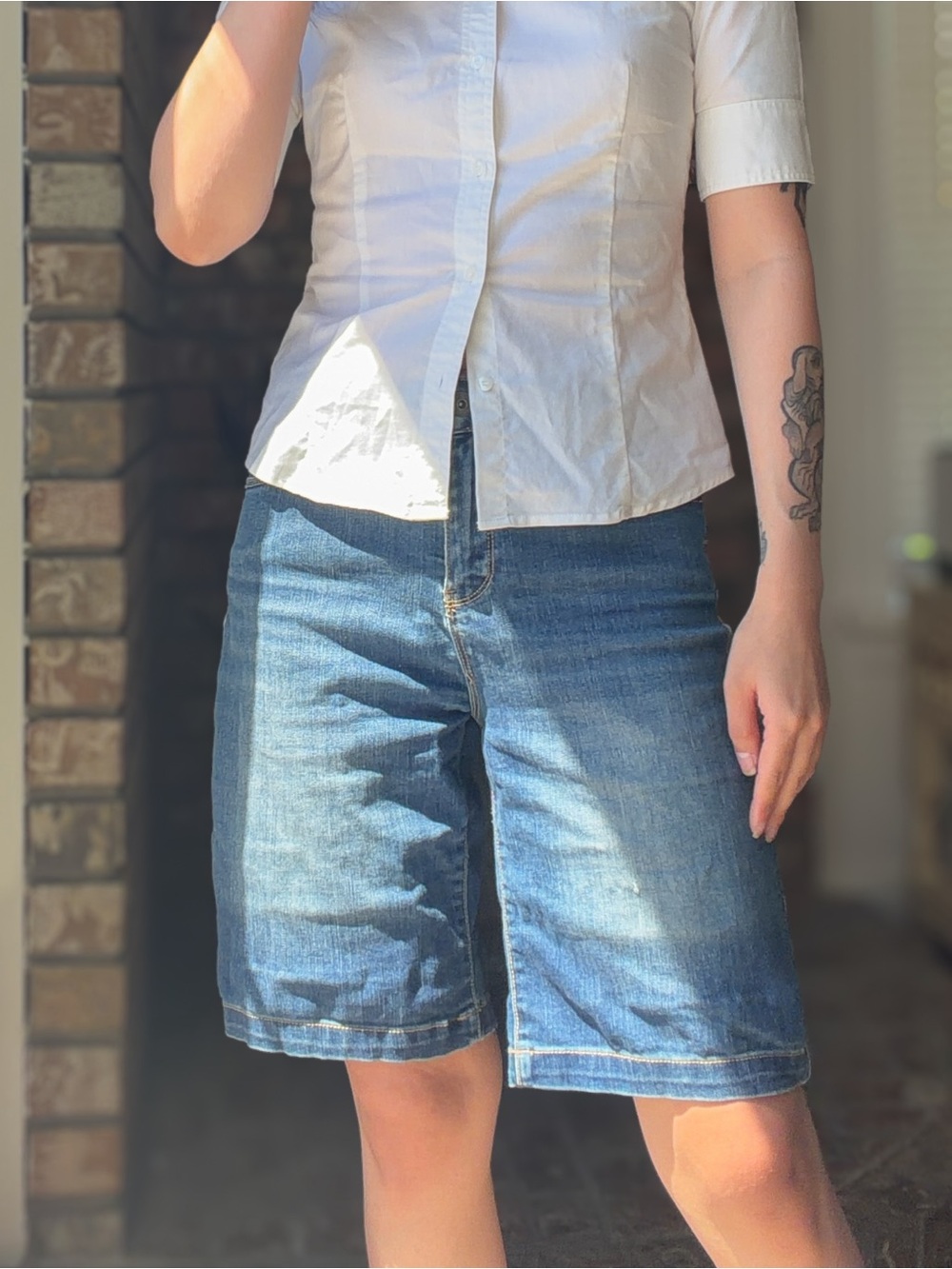 Denver Hayes Blue Women's Mid-Length Denim Jort Shorts